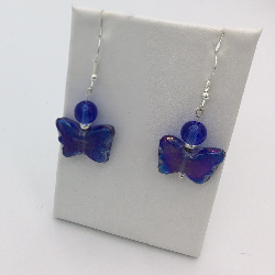 2” Handmade Blue Butterfly Earrings