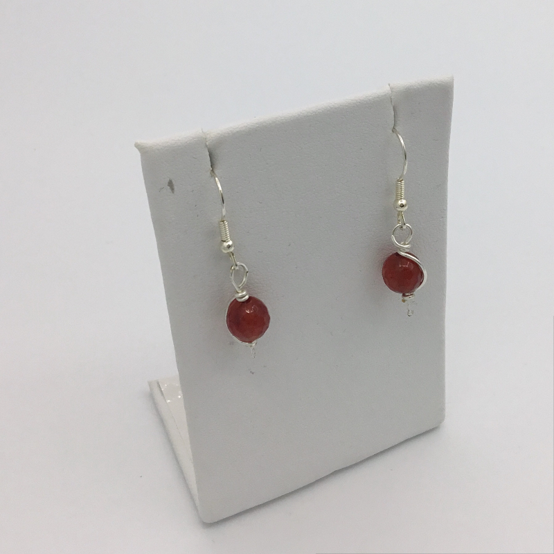 1 1/2” Handmade Red Jade Earrings