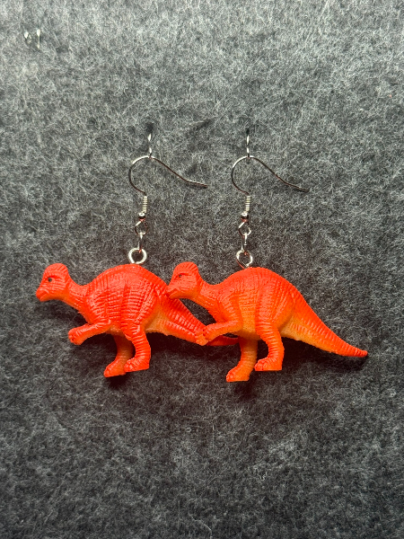 Orange Dinosaur Earrings