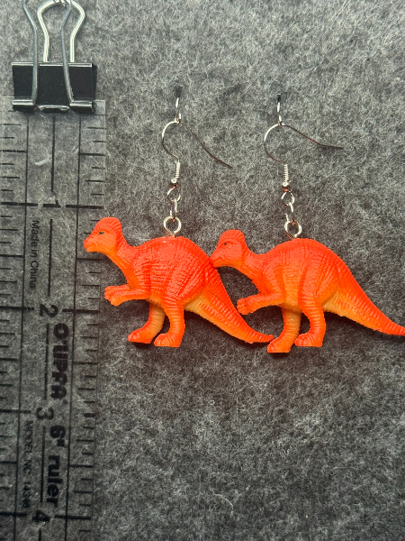 Orange Dinosaur Earrings