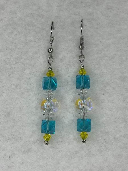 Sky Blue & Yellow Glass Bead