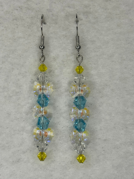 Yellow and Blue with Crystal Bows