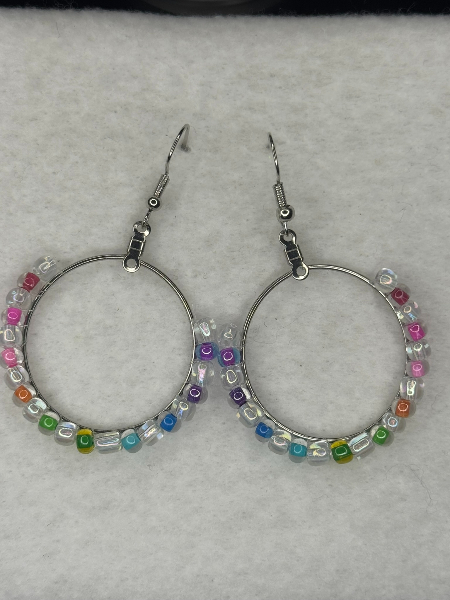 Rainbow Beaded Hoops