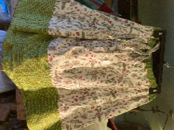 Mouse and Strawberries Flannel Petticoat Green Accent