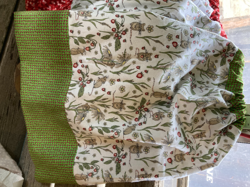 Mouse and Strawberries Flannel Petticoat Green Accent