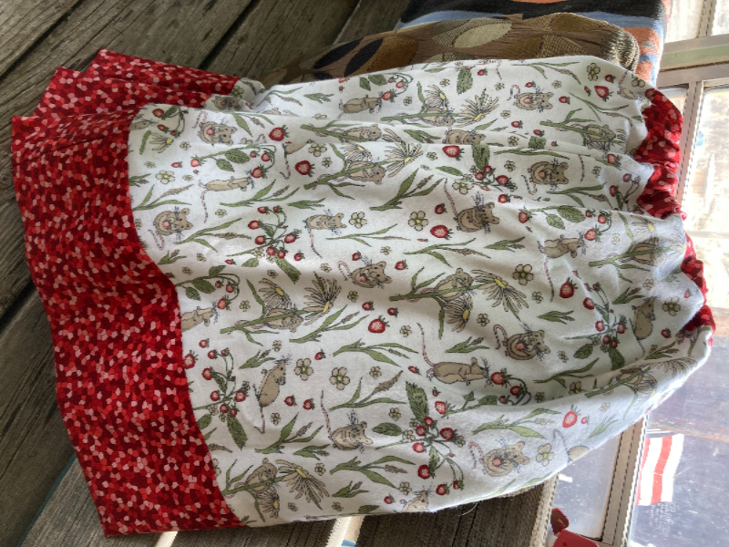 Mouse and Strawberries Flannel Petticoat Red Accent