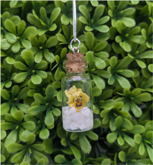 Yellow Viola Bottle Charm Necklace