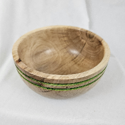 Ash Bowl with Copper Dots and Green Ink Detailing