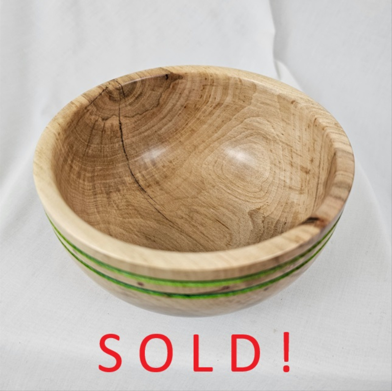 Ash Bowl with Copper Dots and Green Ink Detailing (5" X 2-1/2")