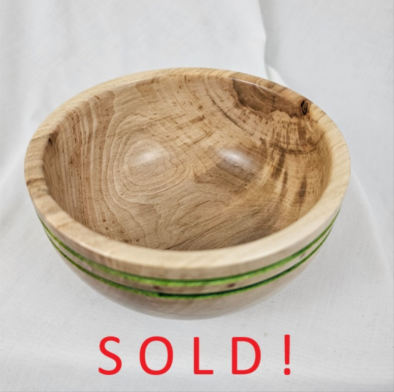 Ash Bowl with Copper Dots and Green Ink Detailing (5" X 2-1/2")