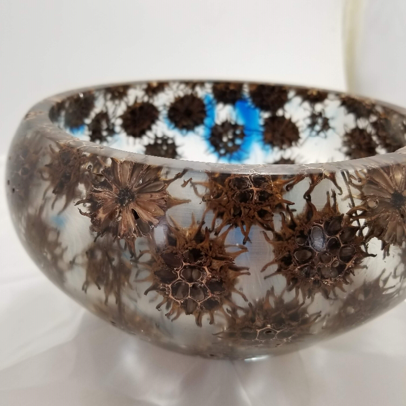 Cast Sweet Gum Balls with a Little Blue Glitter Dye (10" x 4")