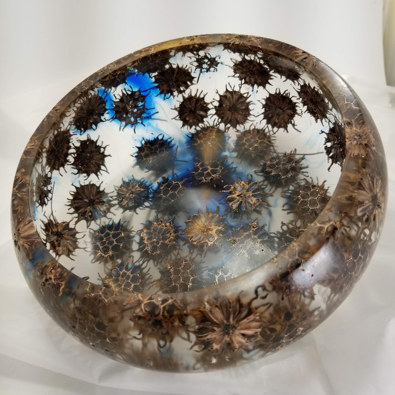 Cast Sweet Gum Balls with a Little Blue Glitter Dye (10" x 4")