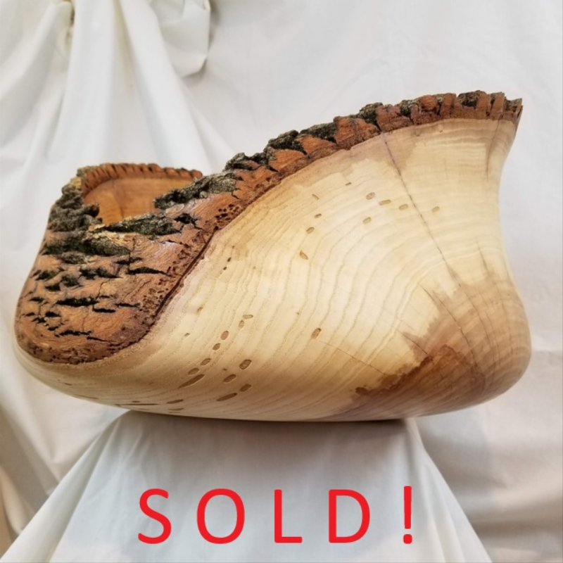 Large, Live Edge Ash Bowl (16" x 9-1/2")