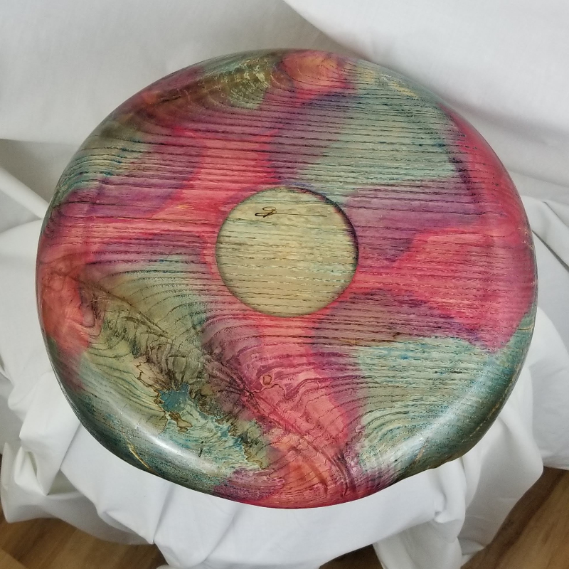 Large Color Stained Exterior Spalted Ash Bowl (10-1/2" x 6")
