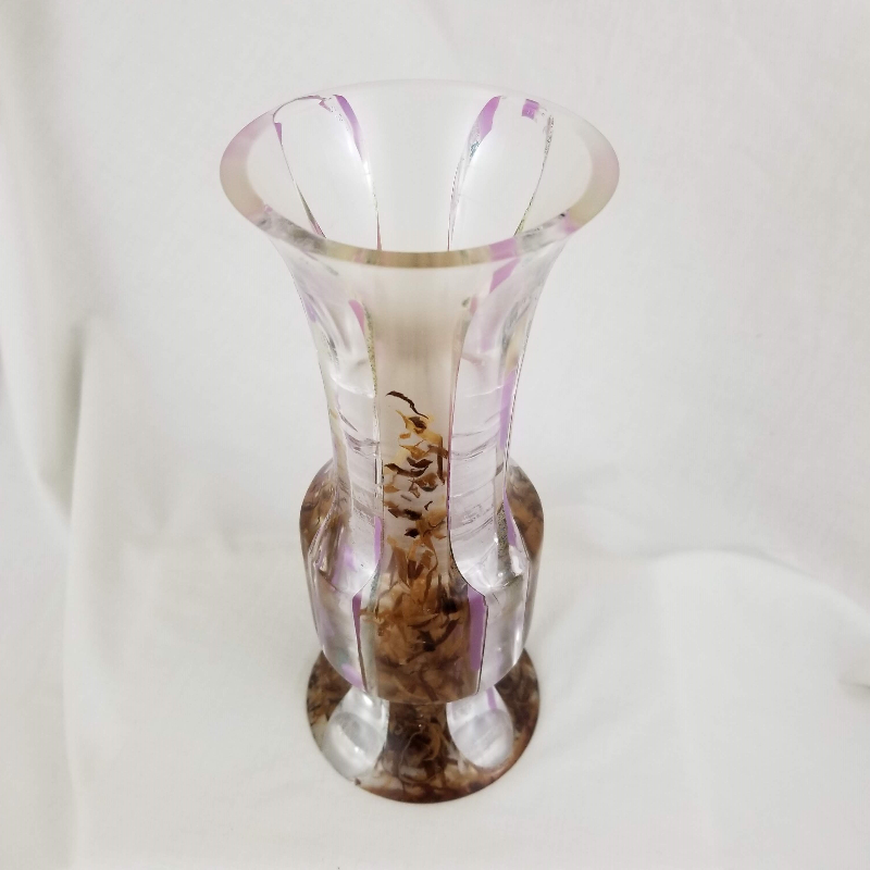 Funky Cast Vase with Wood Shavings (4" x 12")