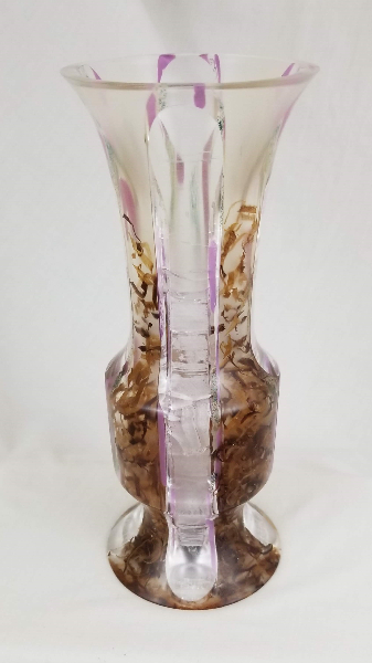 Funky Cast Vase with Wood Shavings (4" x 12")