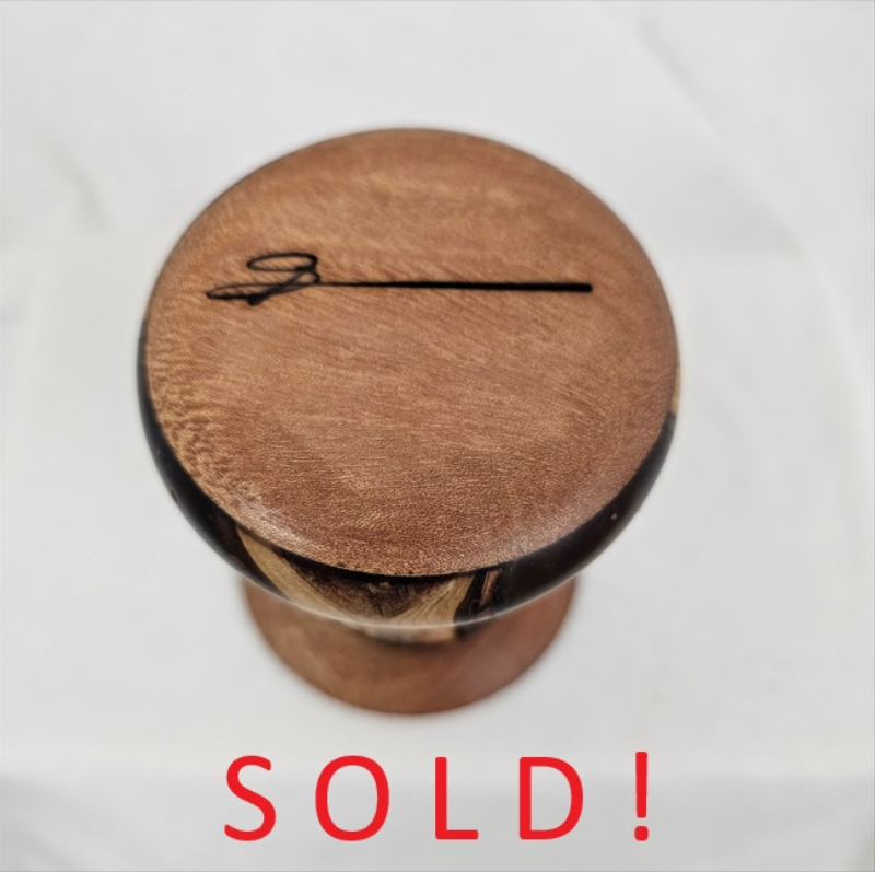 Walnut, Oak, Cast Vase (3-1/2 x 5)