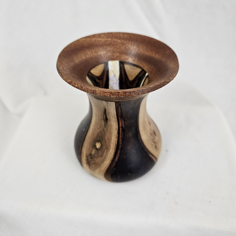 Walnut, Oak, Cast Vase (3-1/2 x 5)