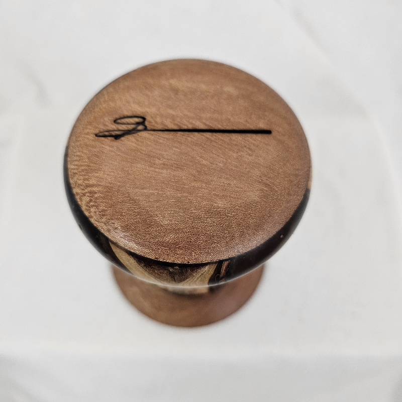 Walnut, Oak, Cast Vase (3-1/2 x 5)