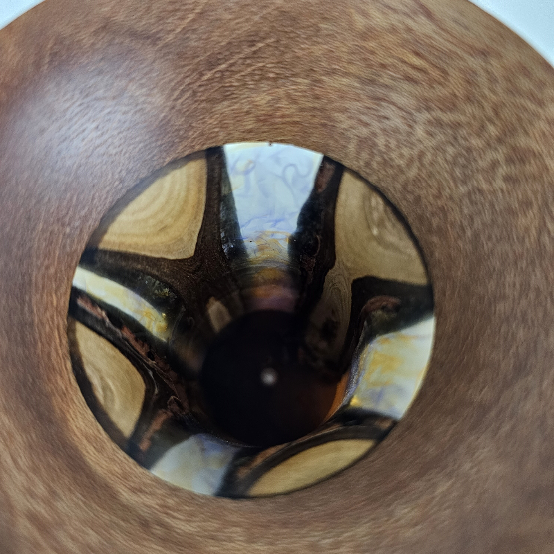 Walnut, Oak, Cast Vase (3-1/2 x 5)