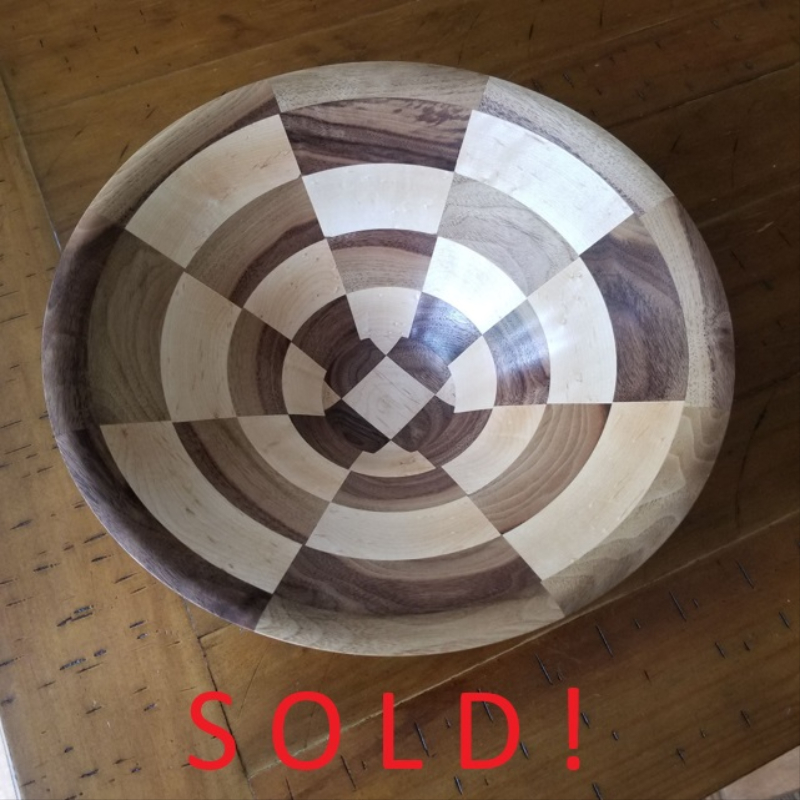 Maple & Walnut Glue-up Bowl (12" x 5")