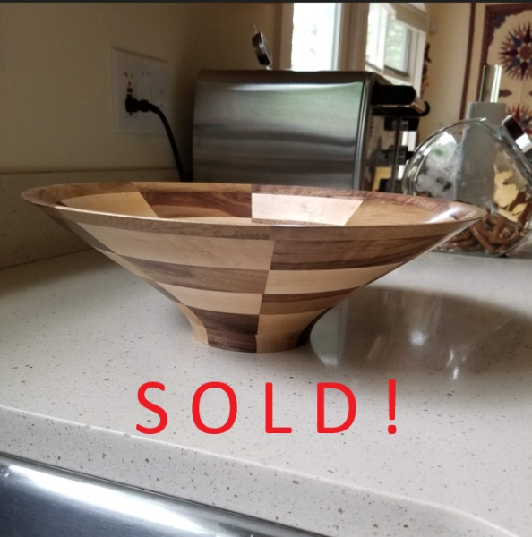 Maple & Walnut Glue-up Bowl (12" x 5")