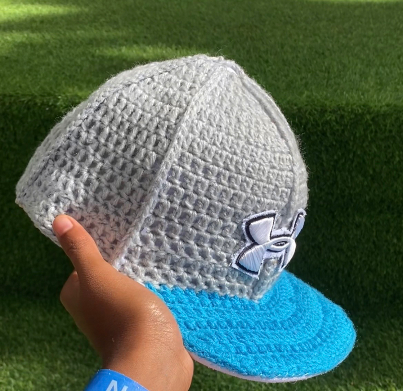 Custom Under Armour Blue & Gray Crochet Hat