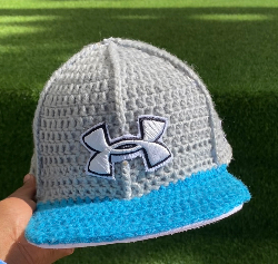 Custom Under Armour Blue & Gray Crochet Hat