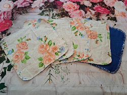 Set of 5: 8" X 8" Rose Flannel Wipes #2
