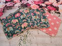Set of 5: 7" X 7" Elephant Flannel Wipes