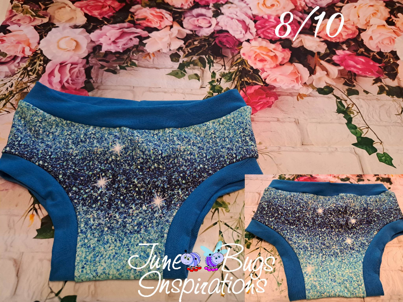 8/10 Ombre Blue Faux Glitter Kids Underwear
