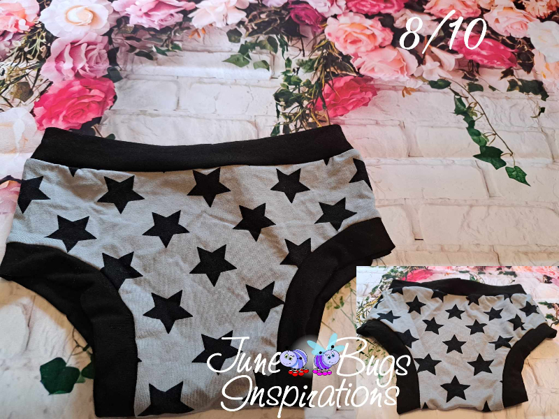 8/10 Grey/Black Stars Kids Underwear