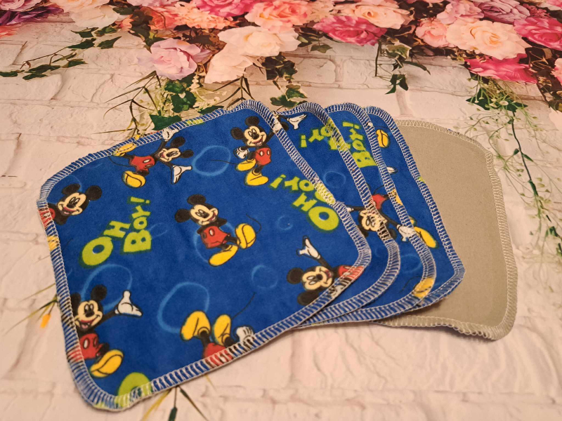 Set of 5: 7" X 7" Oh Boy Flannel Wipes