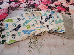 Set of 10: 7" X 7" Birds Flannel Wipes