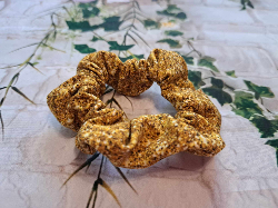 Faux Gold Glitter Scrunchie