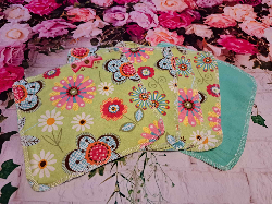 Set of 5: 8" X 8" Flowers Flannel Wipes #2