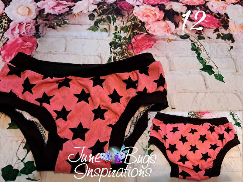 Size 12 Pink/Black Stars Children's Underwear