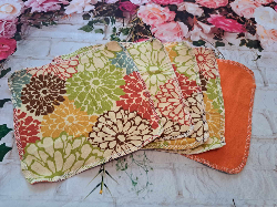 Set of 5: 8" X 8" Fall Tone Floral Flannel Wipes