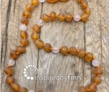 Unpolished Cider Rose QuartzAdult Necklace