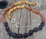 Baltic Amber Anklet - AdjustableUnpolished Tri-Color