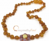 Amber Teething Necklace - Kids Unpolished Lepidolite Flower - All Kids Sizes - Teething, Health &