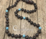 Baltic Amber Teething Necklace - Unpolished Blue Molasses, All Kids SizesInspired By Finn