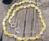 Baltic Amber Anklet - AdjustableUnpolished Lemon Rose Quartz