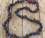 Amber Teething Necklace - Kids Unpolished Molasses + FOCUS & CONCENTRATION, All Kids SizesIns