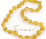 Baltic Amber Necklace - Kids Unpolished Bean 15