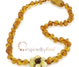 SALE! (Select Sizes)Amber Teething Necklace - Kids Unpolished Autumn Flower - All Kids Sizes 