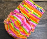 Ladybug Stripe /w bubblegum organic bamboo velour - OVERSIZE multi-size REGULAR fitted