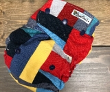 Scrap Quilt /w red organic bamboo velour soakers - Designer Woven Hidden PUL Ai2
