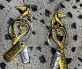 uplifting words-golden bird & heart earrings