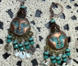 copper moon, mother of pearl earrings